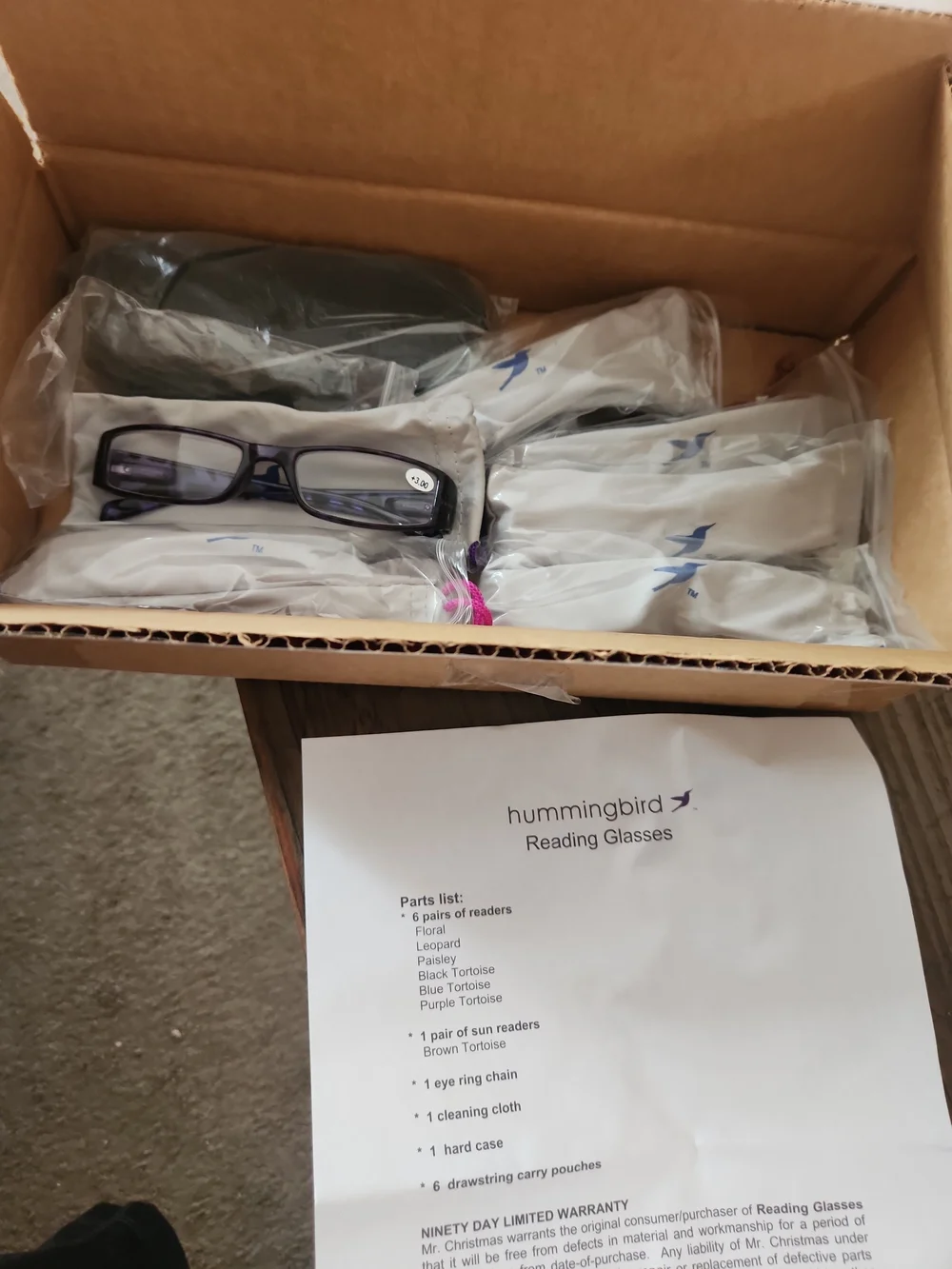 Hummingbird Set Of 6 Reading Glasses 3.0 with Carry Pouches